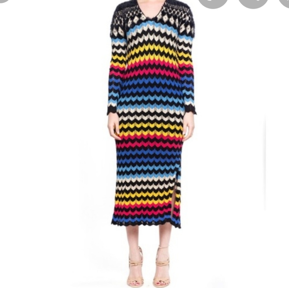 Farm Rio Modern Chevron maxi sweater dress, NWOT, sz Small